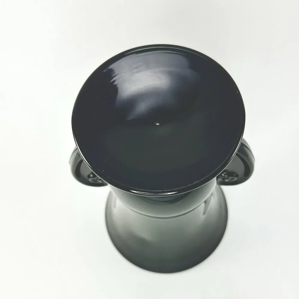 Fostoria Sakier Ebony Black Glass Urn Vase #2467 Scroll Handles 7” 1930s